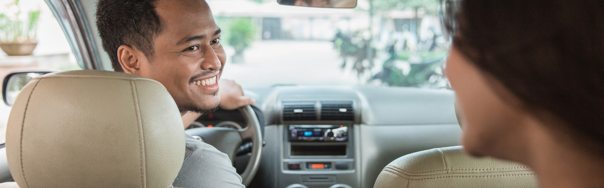 ride share driver with passenger