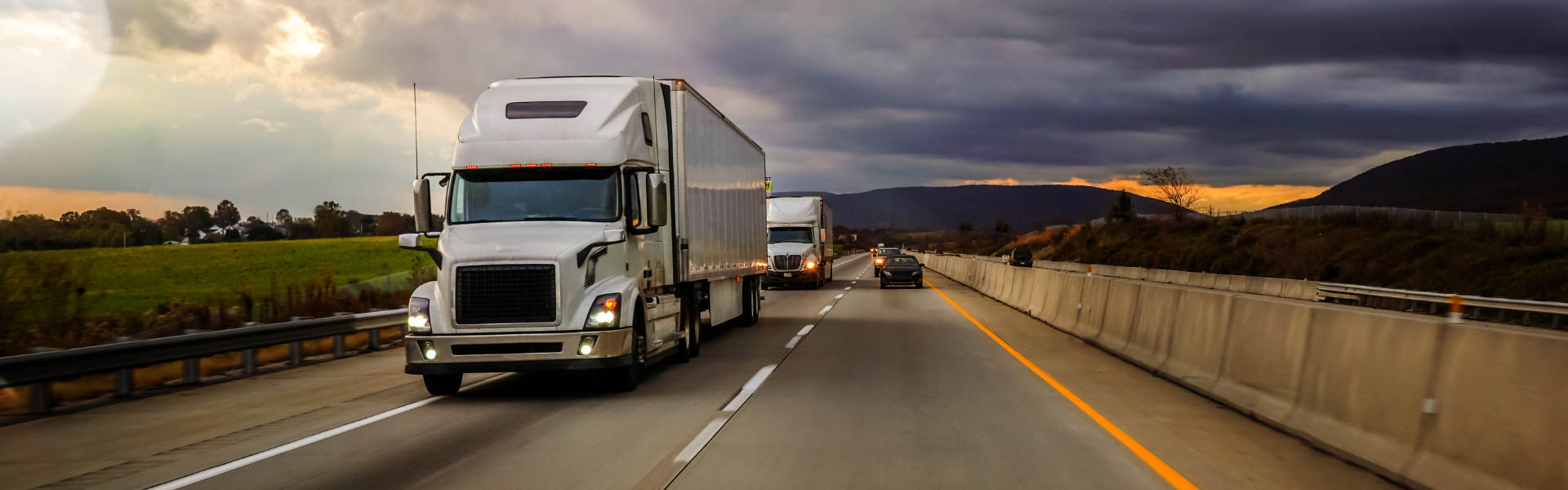 semi trucks on road