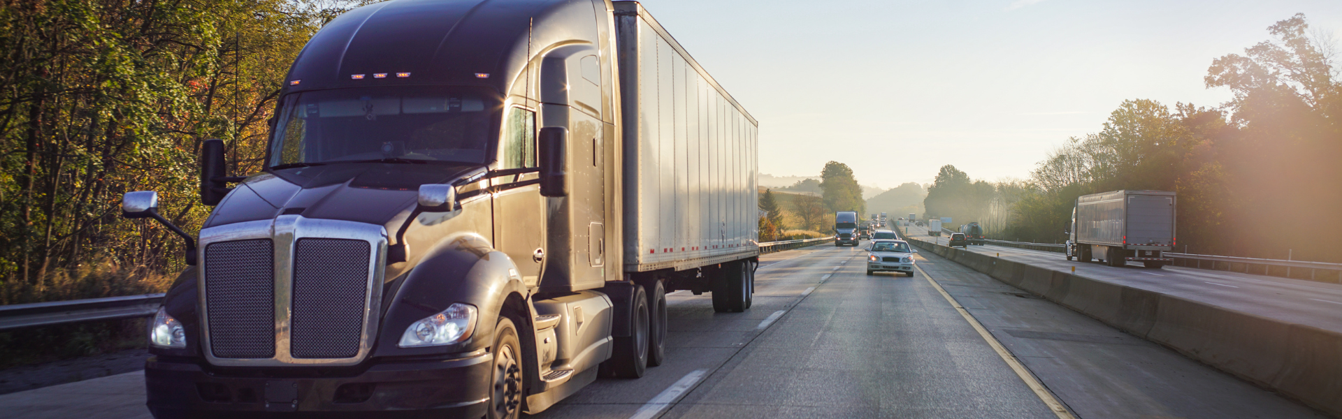 semi trucks on road
