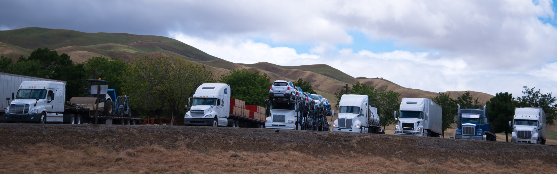 Parked semi trucks