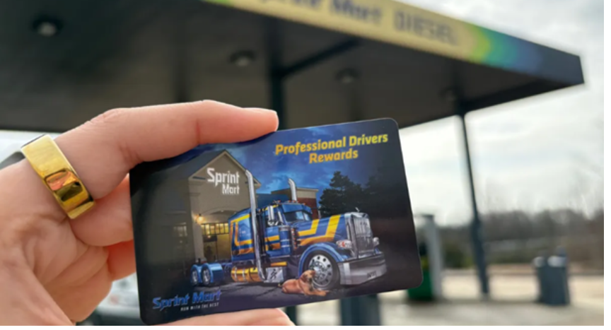 Sprint Mart launches a new Professional Driver Rewards program allowing truck drivers to earn fuel points for free showers, drinks, and discounts at travel center locations.