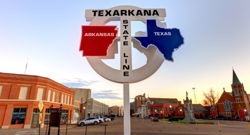 Some U.S. communities sit directly on state borders. See how Bristol, Texarkana, Delmar, and Texhoma function with two states running through town.