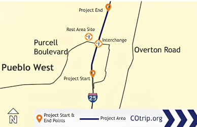 The Colorado Department of Transportation plans to build a new Interstate 25 rest area near Pueblo featuring 50 truck parking spaces as part of the Exit 108 interchange improvement project.
