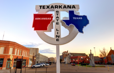 Some U.S. communities sit directly on state borders. See how Bristol, Texarkana, Delmar, and Texhoma function with two states running through town.