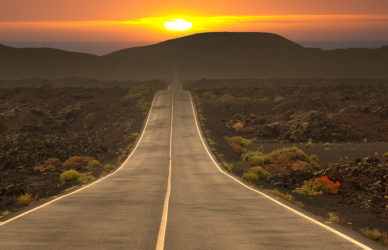 highway at sunset