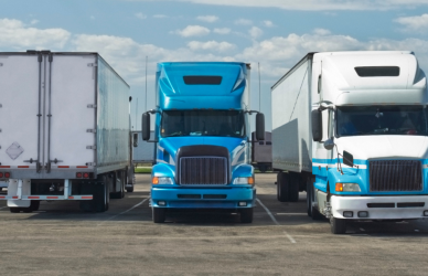 parked semi trucks