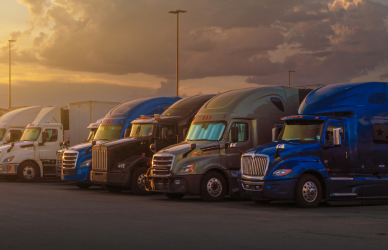parked semi trucks