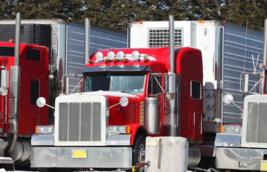parked semi trucks