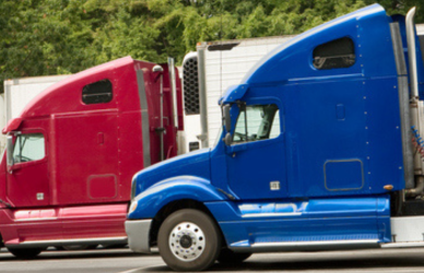 Parked semi trucks
