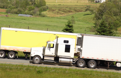 semi trucks on road