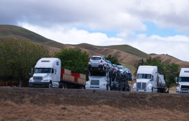 Parked semi trucks