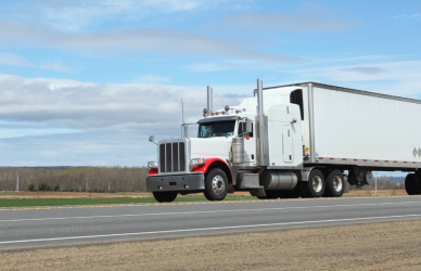white semi truck on road