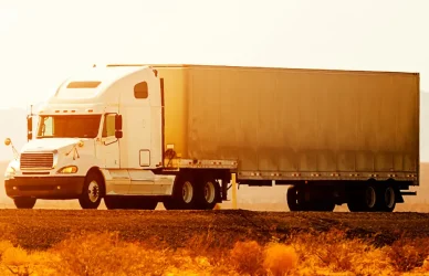 semi truck in warm sunlight