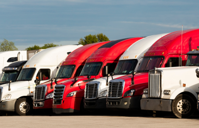 parked semi trucks