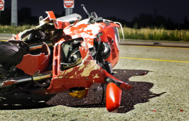 crashed motorcyclew