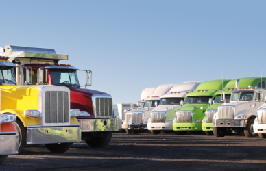 parked semi trucks