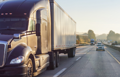 semi trucks on road