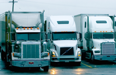 parked semi trucks