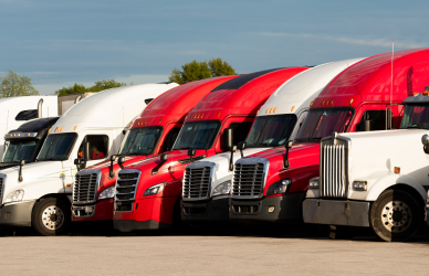semi trucks parked