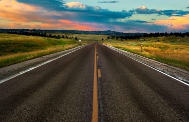 highway at sunset