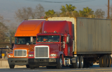 semi trucks on road