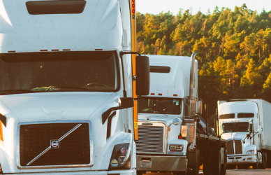semi trucks on road
