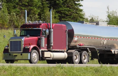 Tanker truck on road