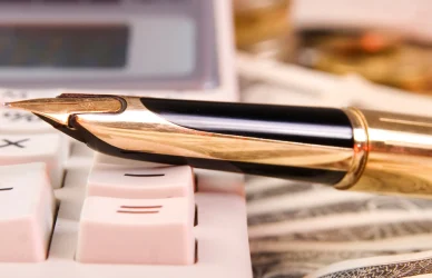 Calculator and pen